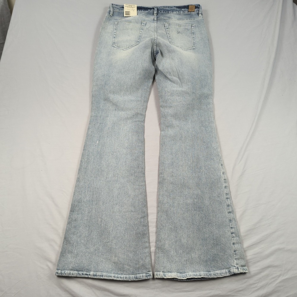 Guess Jeans Womens 31 Blue Flare Stretch Casual Faded Boho Hippie New - Picture 12 of 16